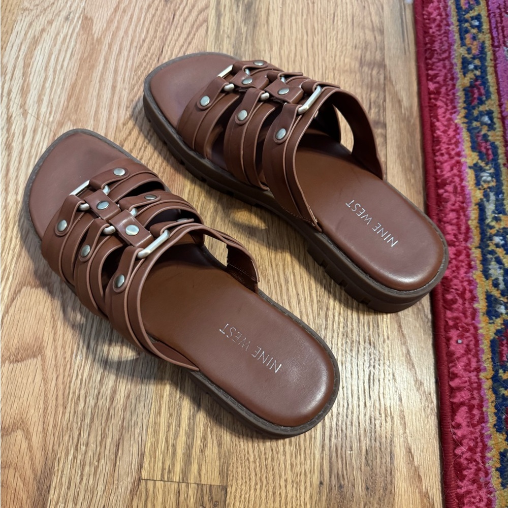 Nine West Brown Slide Sandals
